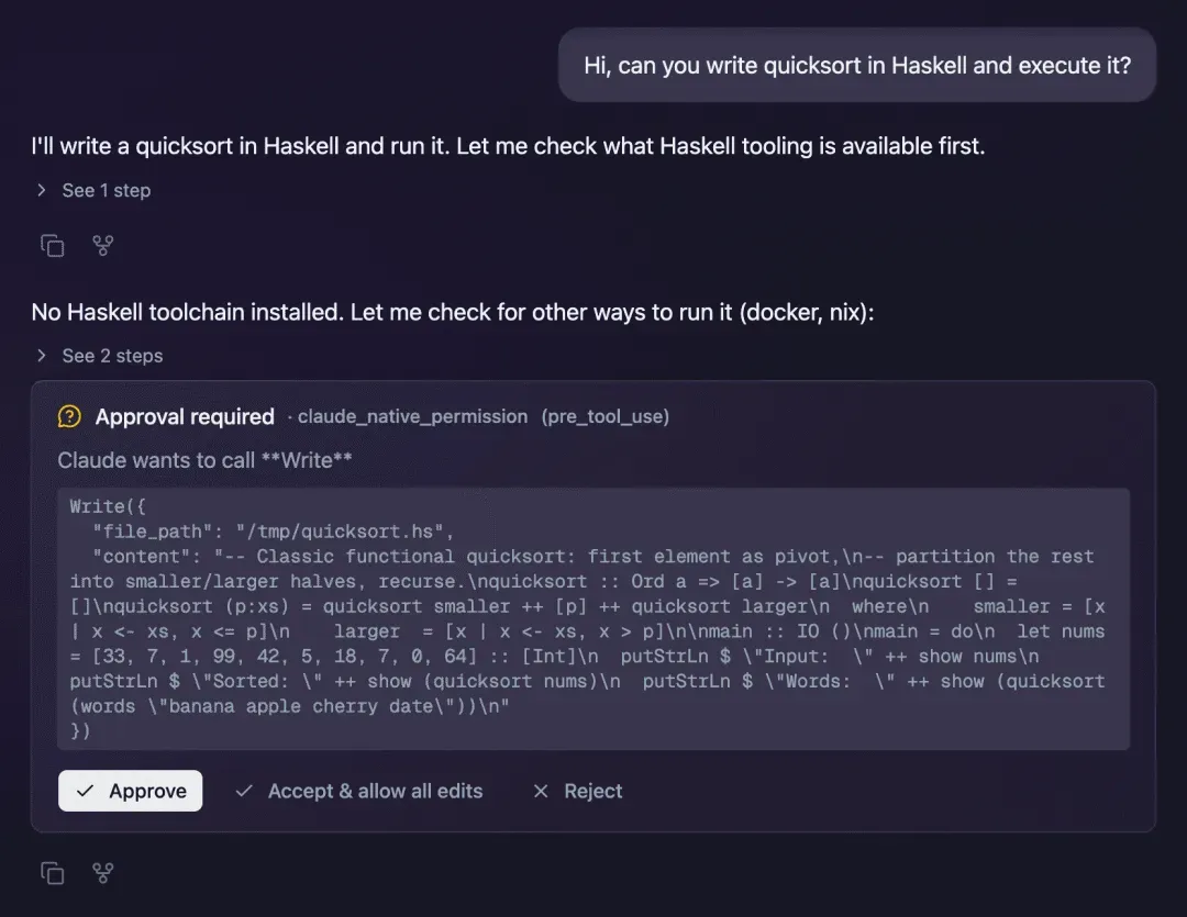 Omnigent approval prompt for a Bash tool call blocked by a session cost budget policy.