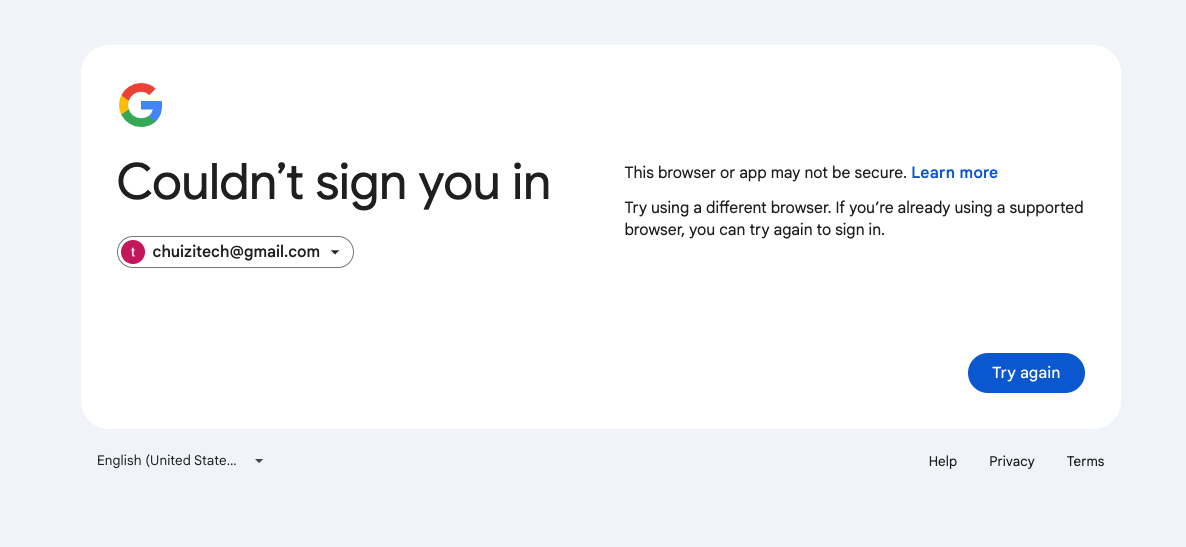 Chrome Login Error: Fix for "Browser or App May Not Be Secure