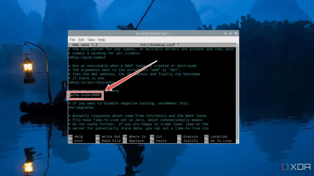 Modifying the cache size on the dhclient.conf file