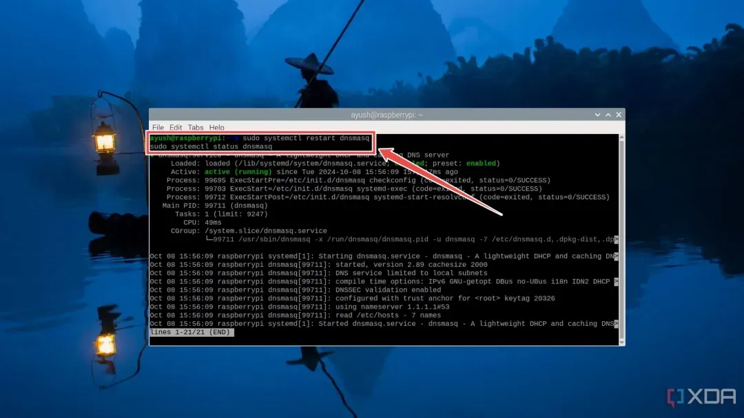 Restarting and testing Dnsmasq