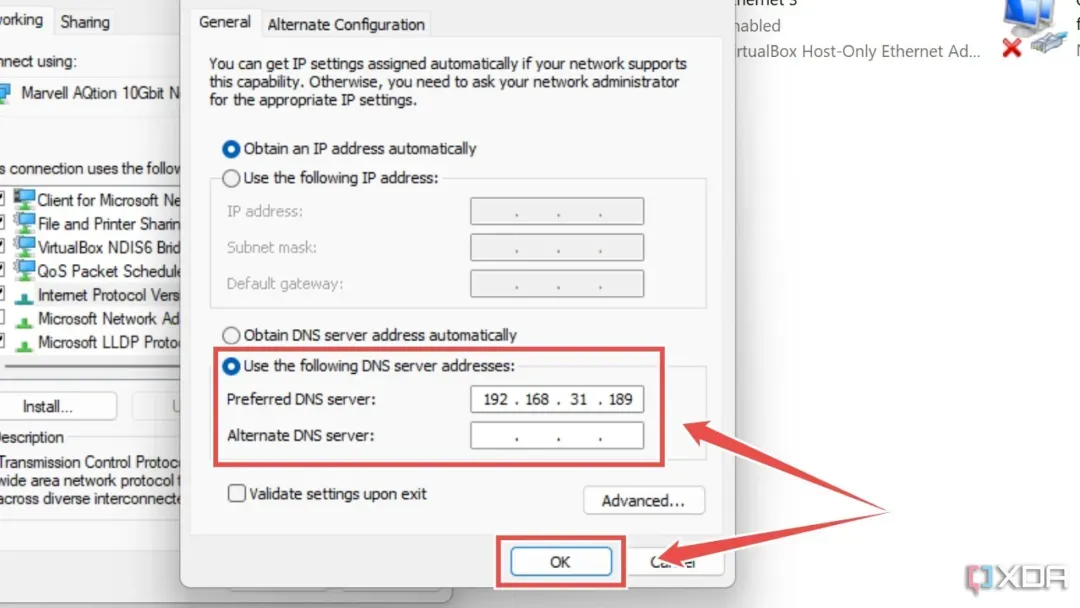 Pointing to the DNS server on the Raspberry Pi