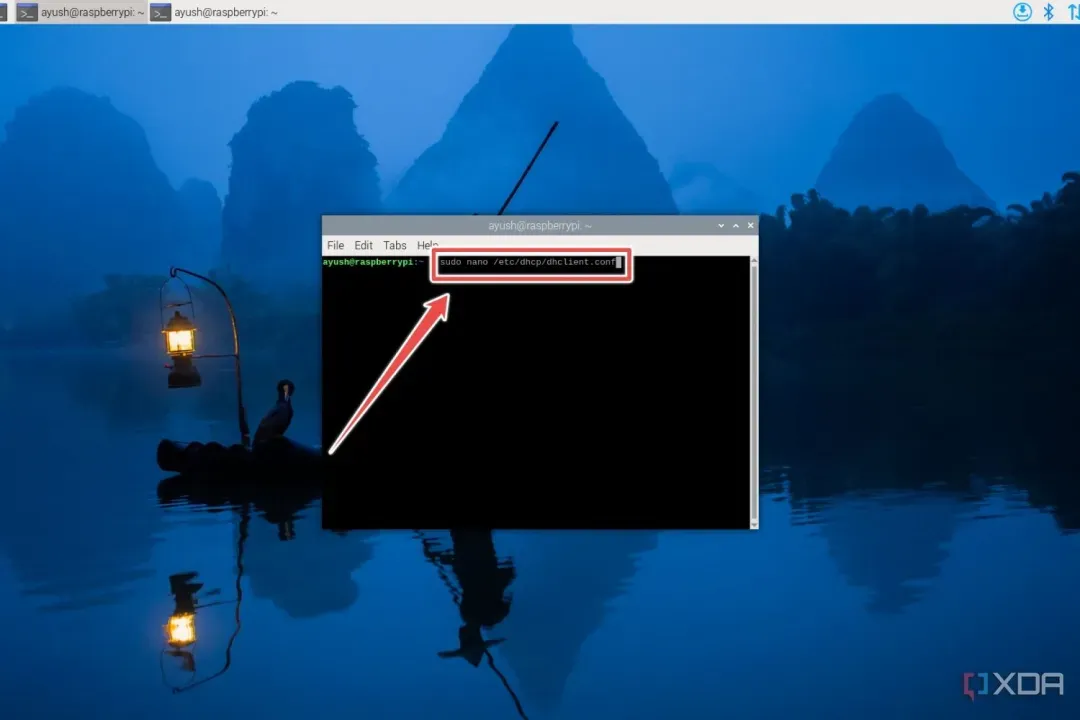The command to open the dhclient.conf file